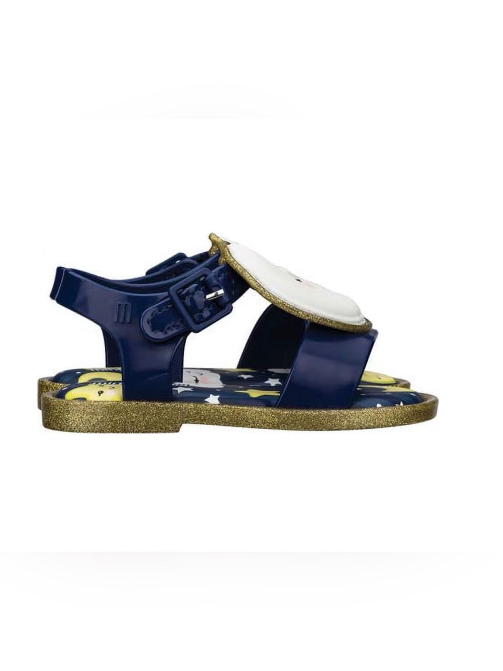 Mini Melissa Kids Navy Moon & Star Jelly Sandals with Gold Glitter Trim New - Picture 2 of 6